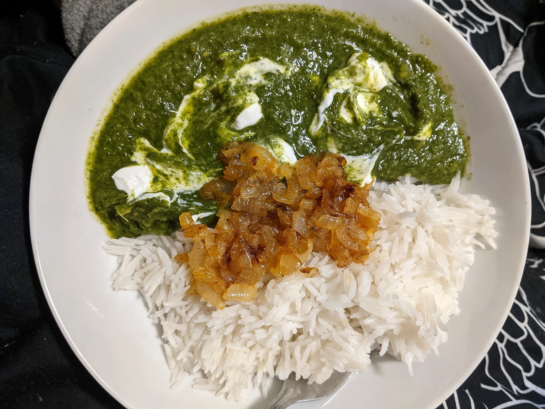 Dahi daal from <a href=https://www.epicurious.com/recipes/food/views/dahi-dal-yogurt-lentil-spinach-chetna-makan>this recipe</a>.