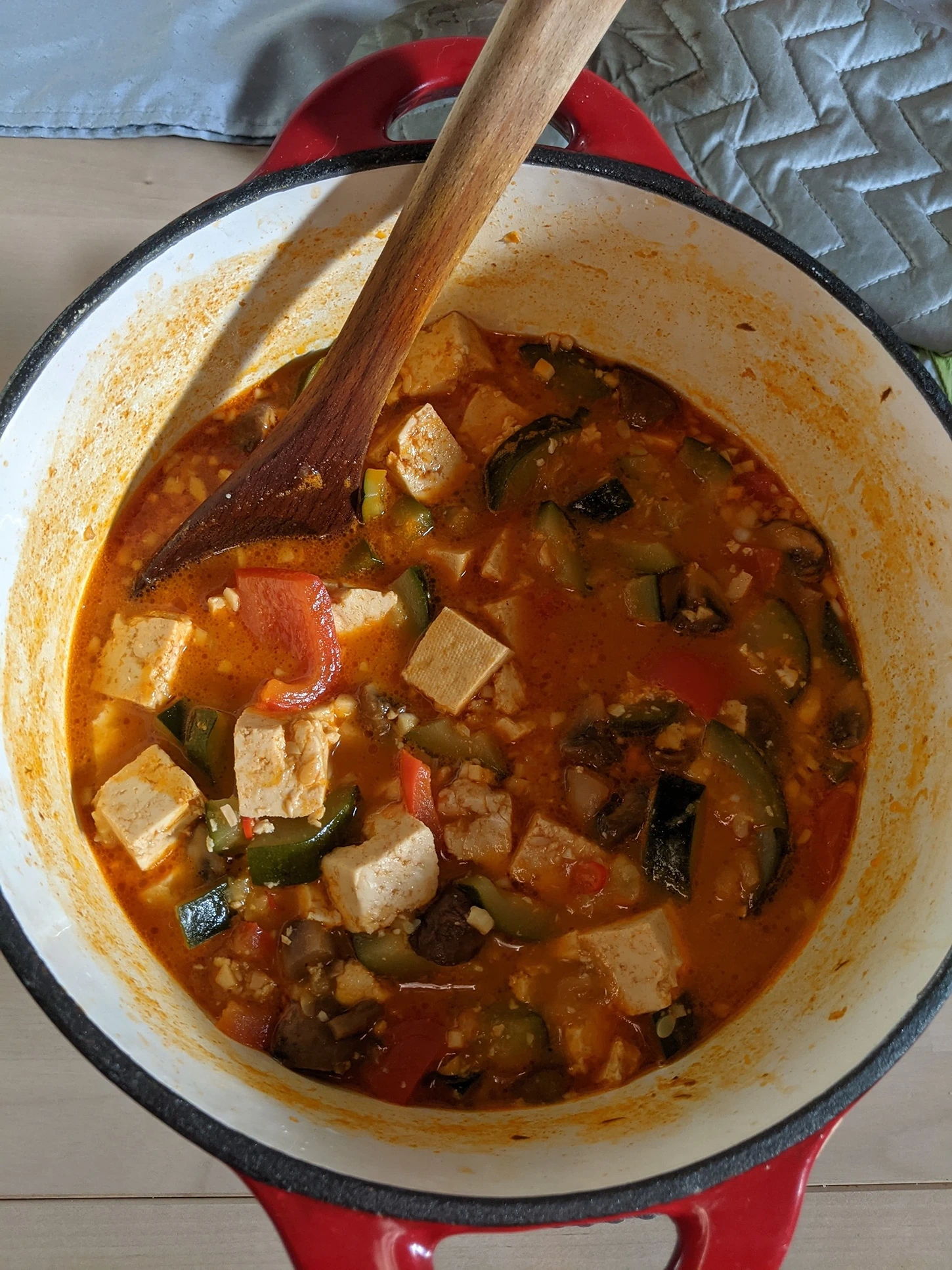 Korean doenjang jiggae, a spicy type of stew.