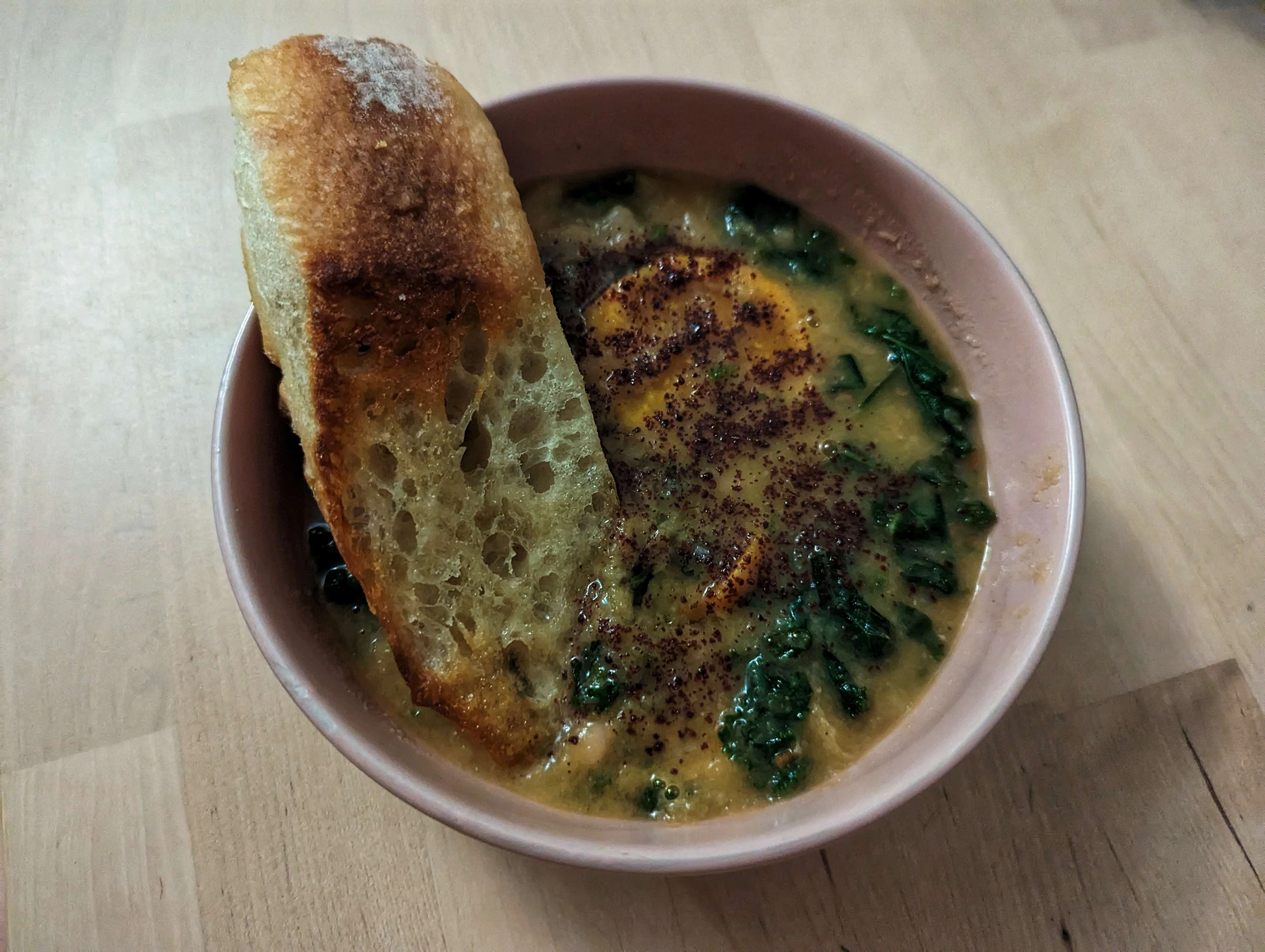 I wish I had a better photo of this, but this is a soup is based on the (I think) Swahili dish mbaazi za nazi. I can't find the recipe online now, but maybe one day I will stumble upon it again.